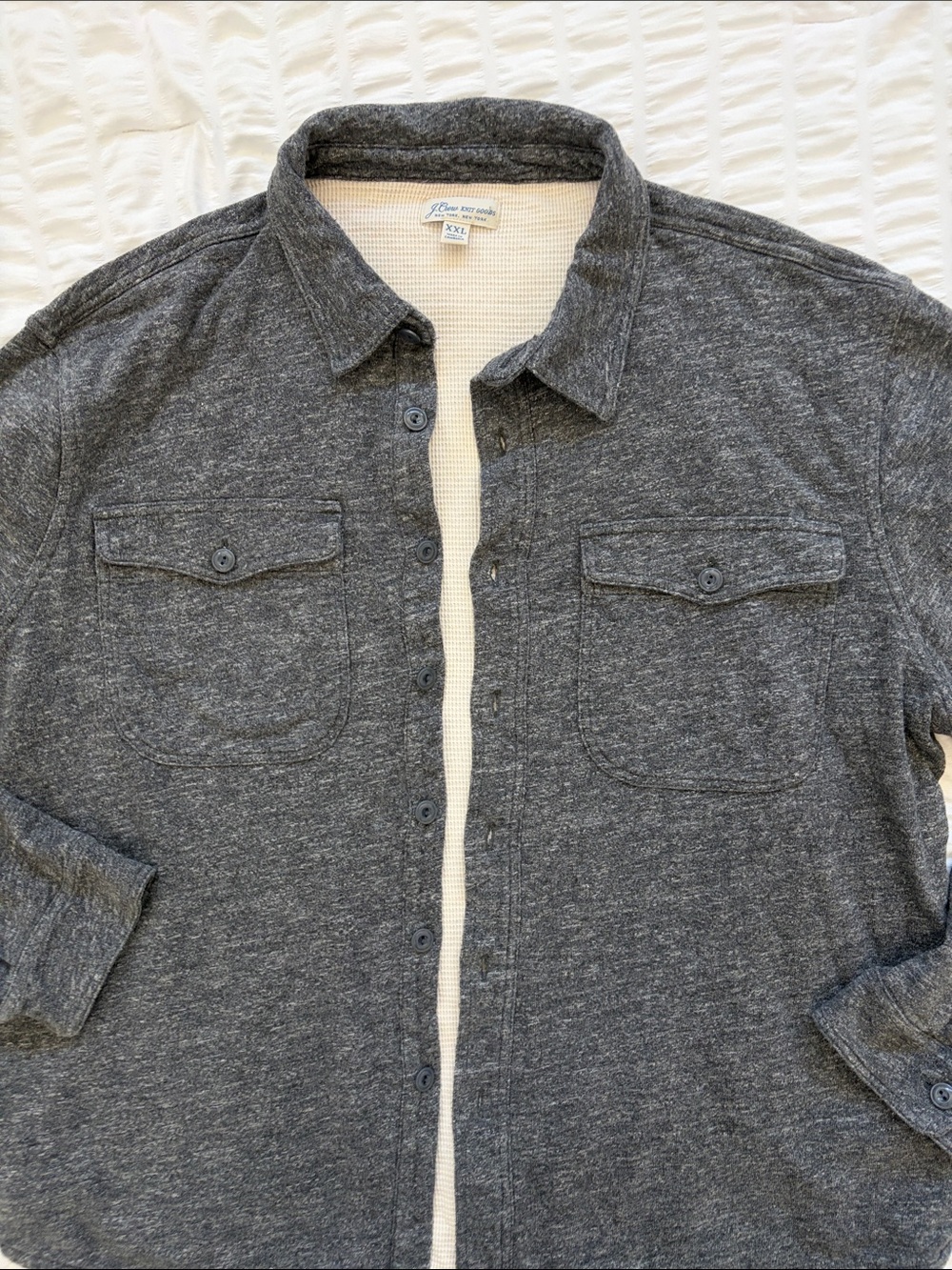 J. Crew Heathered 100% Cotton Button-Up Shirt Jacket. Waffle Knit Interior. NICE